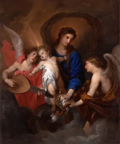 Virgin And Child With Music Making Angels