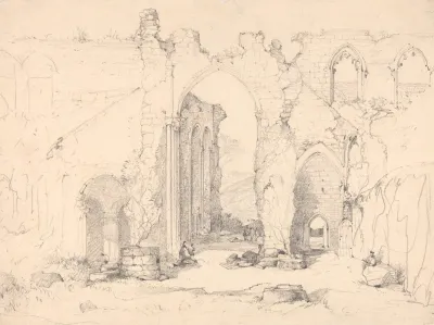 Visitors At A Ruined Abbey