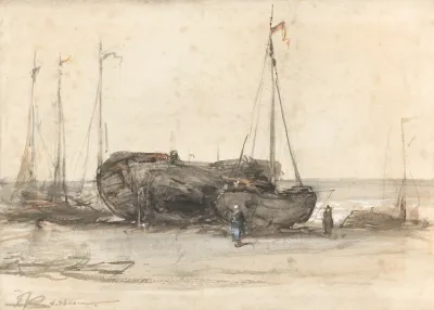Vissersboten Op Het Strand Van Scheveningen