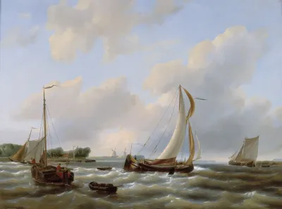 Vissersvaartuigen En Binnenschepen Op Het Hellegat In De Oosterschelde