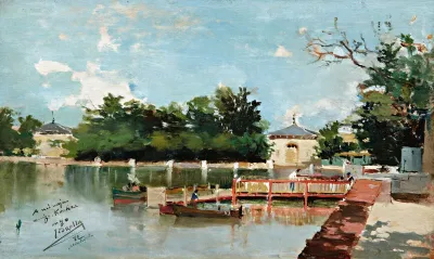 Vista Del Embarcadero Del Parque Del Retiro View Of The Jetty In The Retiro Gardens Madrid