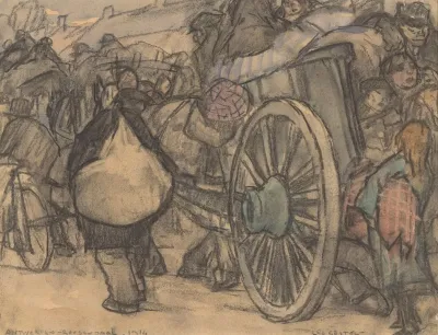 Vluchtelingen Onderweg Van Antwerpen Naar Roosendaal 1914