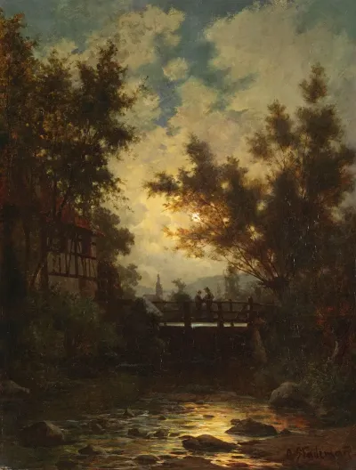 Vollmondnacht Am Dorfbach