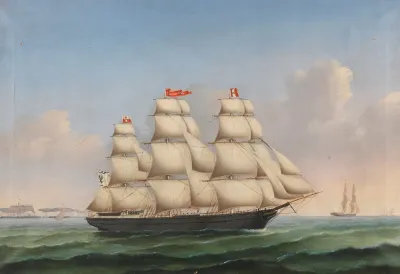 Vollschiff Ferdinand Brumm Vor Der Steilkuste Von Dover