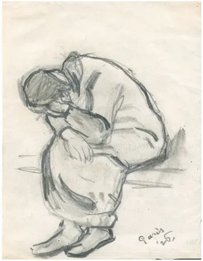 Vooroverzittende Vrouw Huilend 2