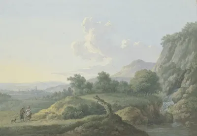 Vorgebirgslandschaft Links Ein Ausblick Auf Ein Stadtchen