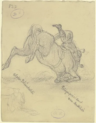 Vornuber Sturzendes Pferd Samt Reiter