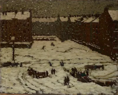 Vorstadt Im Schneewetter