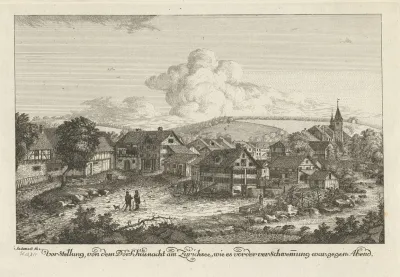 Vorstellung Von Dem Dorf Kusnacht Am Zurichsee Wie Es Vor Der Verschwemmung War Gegen Abend