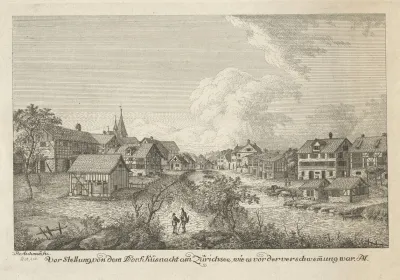 Vorstellung Von Dem Dorf Kusnacht Am Zurichsee Wie Es Vor Der Verschwemmung War