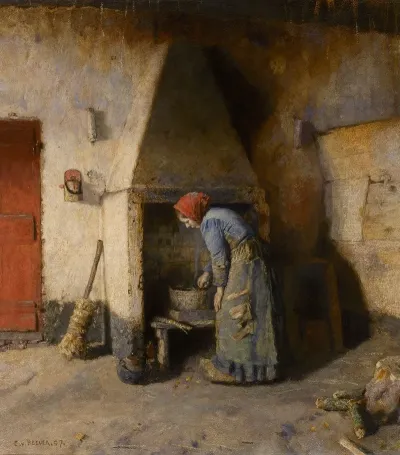 Vrouw Bij De Haard