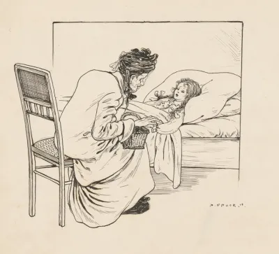 Vrouw Bij Het Ziekbed Van Een Meisje