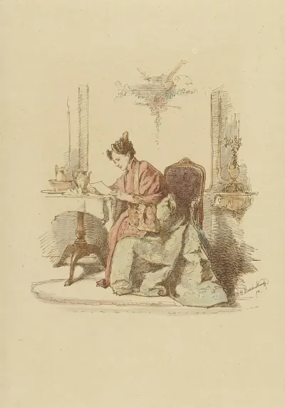 Vrouw Die Een Brief Leest Aan Een Tafel