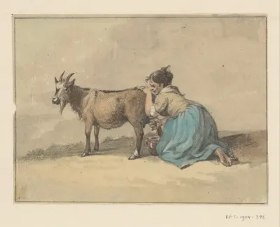 Vrouw Die Een Geit Melkt