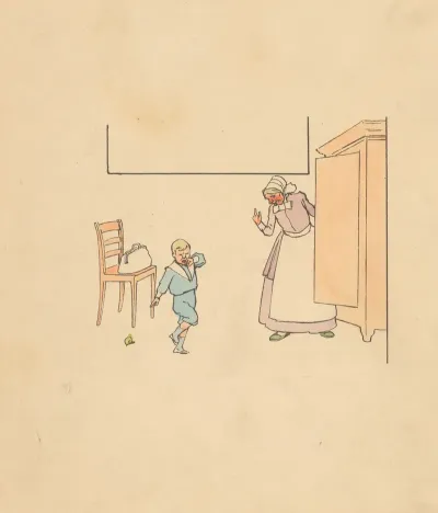 Vrouw En Huilende Jongen Bij Een Kast