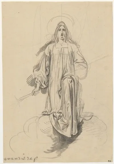 Vrouw In Lang Gewaad Op Wolk Maria Magdalena