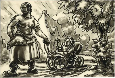 Vrouw Met Kinderwagen