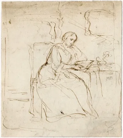 Vrouw Zit Te Lezen Aan Tafel
