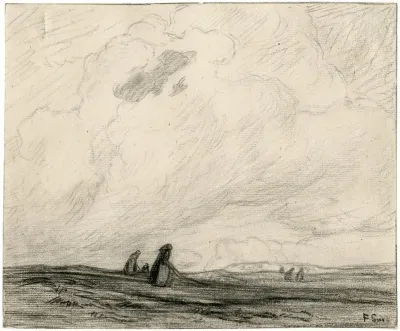 Vrouwen Nettenboetend Onder Een Hoge Wolkenlucht