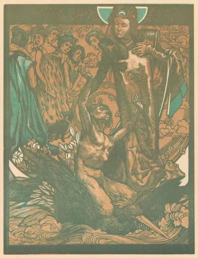 Vrouwenfiguren Met Man Op Rug Van Vogel 2
