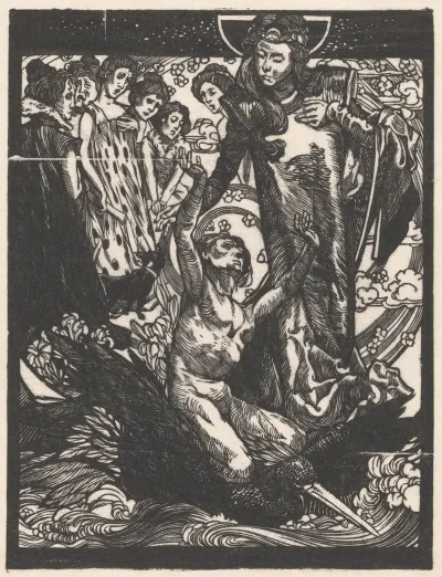Vrouwenfiguren Met Man Op Rug Van Vogel 3