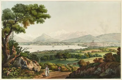 Vue De Geneve Et Du Mont Blanc