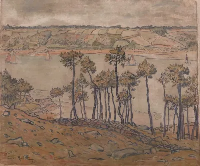 Vue De La Baie Avec Boqueteau Au Premier Plan Et Paysage En Fond Le Trieux