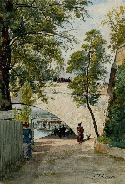 Vue De La Berge De La Seine Sous Une Arche Du Pont Royal