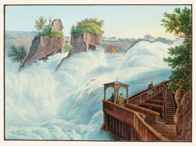Vue De La Chute De Rhin Prise De Fichetz