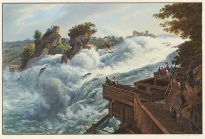 Vue De La Chute Du Rhin Du Fischetz