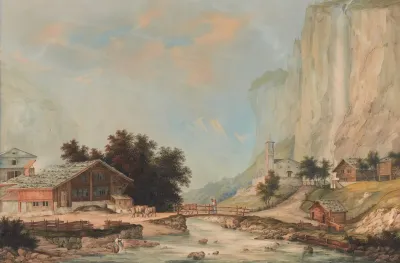 Vue De La Chute Du Staubbach Dans La Vallee De Lauterbrunn