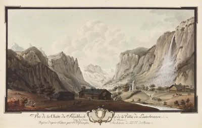 Vue De La Chute Du Staubbach Et De La Vallee De Lauterbrunnen Dans Le Canton De Berne 2