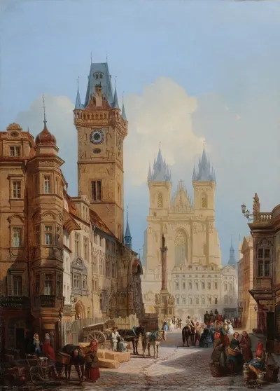 Vue De La Grande Place De Prague Et De Lancien Hotel De Ville