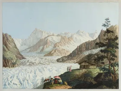 Vue De La Mer De Glace Et De Lhopital De Blair Du Sommet Du Montanvert Dans Le Mois Daoust 1781