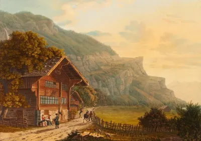 Vue De La Promenade De Meiringen A La Chute Du Reichenbach
