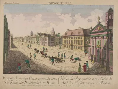 Vue De La Rue Grande Vers Lenglise Du Sud Des Presbiteriennes A Boston