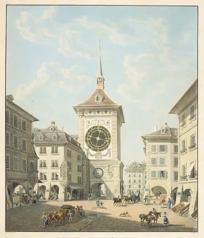 Vue De La Tour De La Grande Horloge A Berne
