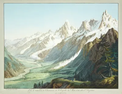 Vue De La Vallee De Chamounix De Laiguille Du Midi Et De Celle Dargentiere