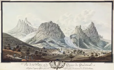 Vue De La Vallee Et Des Glaciers Du Grindelwald Dans Le Canton De Berne