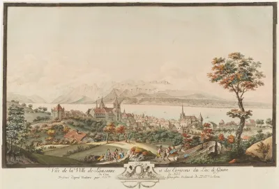 Vue De La Ville De Lausanne Et Des Environs Du Lac De Geneve Du Cote Du Nord