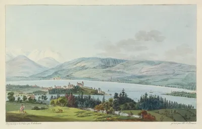 Vue De La Ville De Rapperswyl Au Bord Du Lac De Zuric