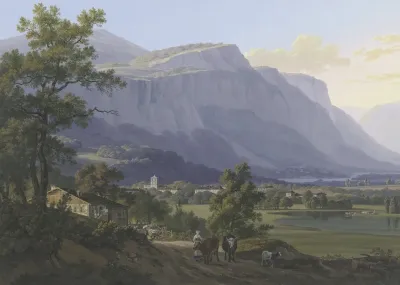 Vue De La Ville De St Jeoire A 5 Lieus De Geneve Et Des Montagnes De Machily Et Fausigny