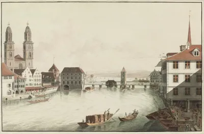 Vue De La Ville De Zurich Prise A Lauberge De Lepee