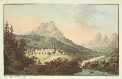 Vue De Labbaye Deinsiedlen Et De Ses Environs Dans Le Canton De Schweitz
