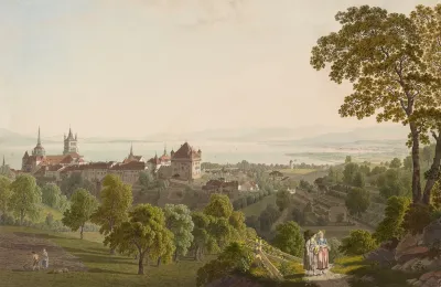 Vue De Lausanne Et De Lextremite Occidentale Du Lac De Geneve