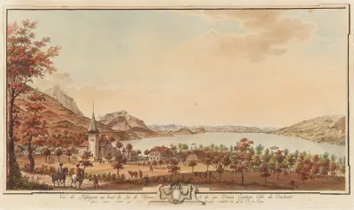 Vue De Leissiguen Au Haut Du Lac De Thoune Et De Ces Beaux Environs Cote Du Couchant