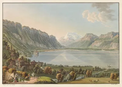 Vue De Moutru Et Du Chateau De Chillon