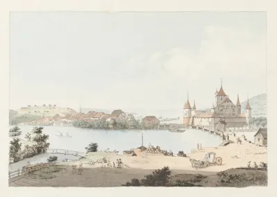 Vue De Nidau Et Du Lac De Bienne