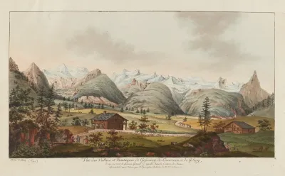 Vue Des Vallees Et Montagnes De Gessenay De Lauwenen Et De Gsteig Dou On Voit Le Fameux Glacier De Guelte Dans Le Canton De Berne