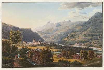 Vue Dilanz Premiere Ville Sur Les Bords Du Rhin Superieur